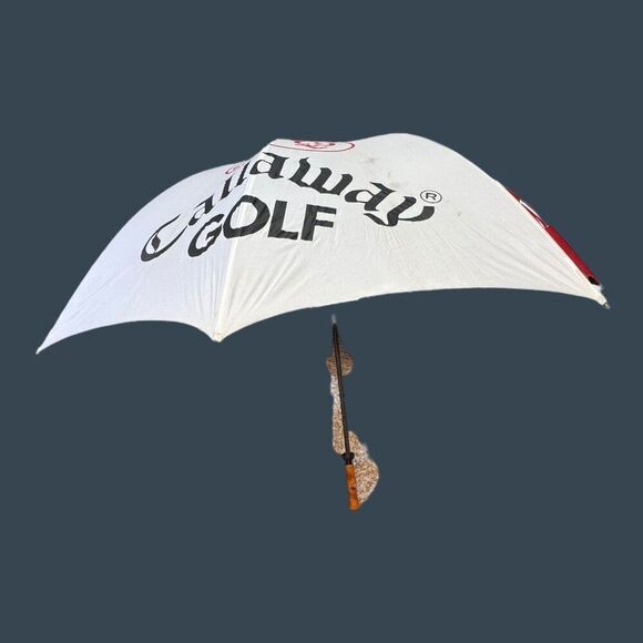Callaway Big Bertha Golf Logo Umbrella Red/Black/White 64" Wooden Handle READ - Picture 8 of 9